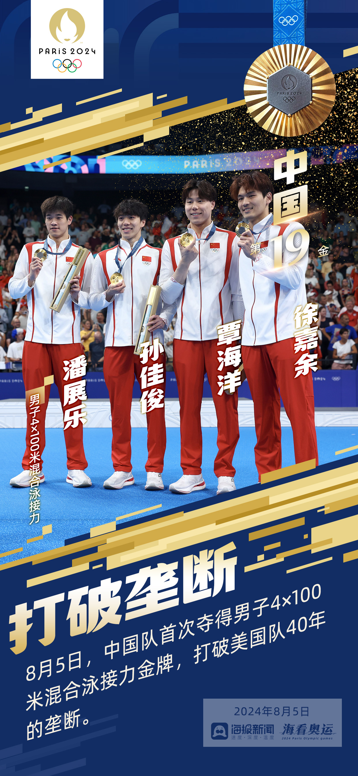 包含游泳男子接力赛场刺激，选手象征团结的词条